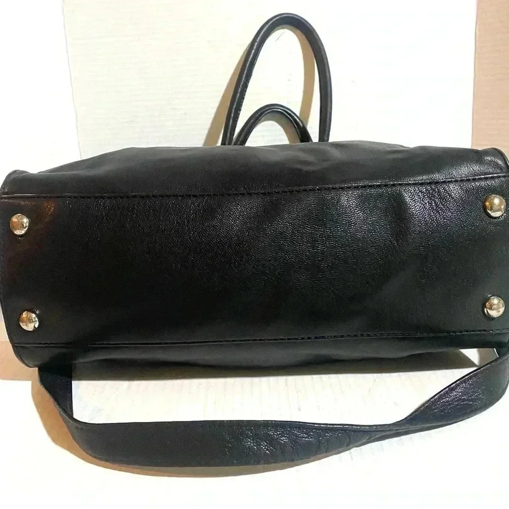 Michael kors black leather satchel handbag